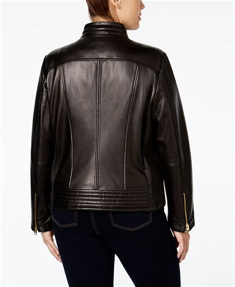 michael kors plus size leather bomber jacket|Michael Kors bomber jacket women.